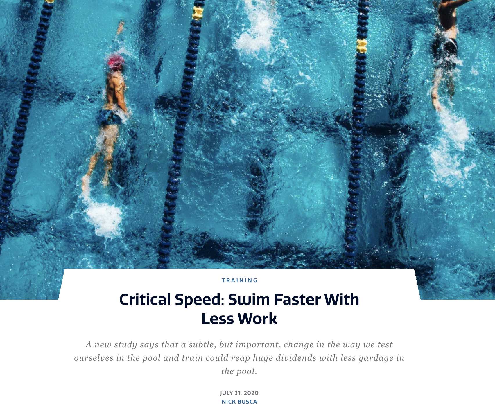 Critical Speed: Swim Faster With Less Work