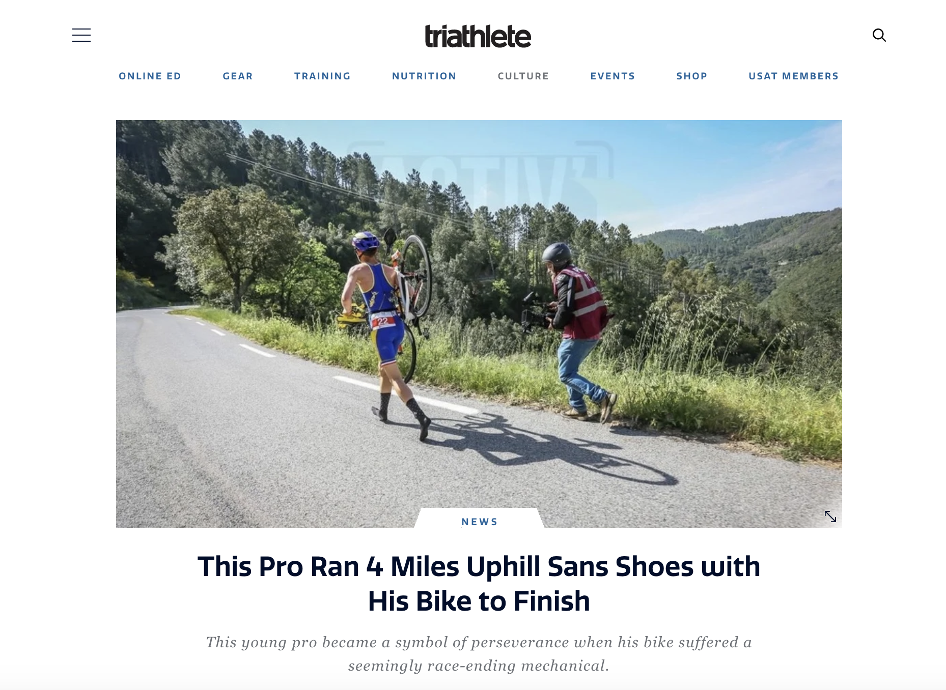 This Pro Ran 4 Miles Uphill Sans Shoes with His Bike to Finish