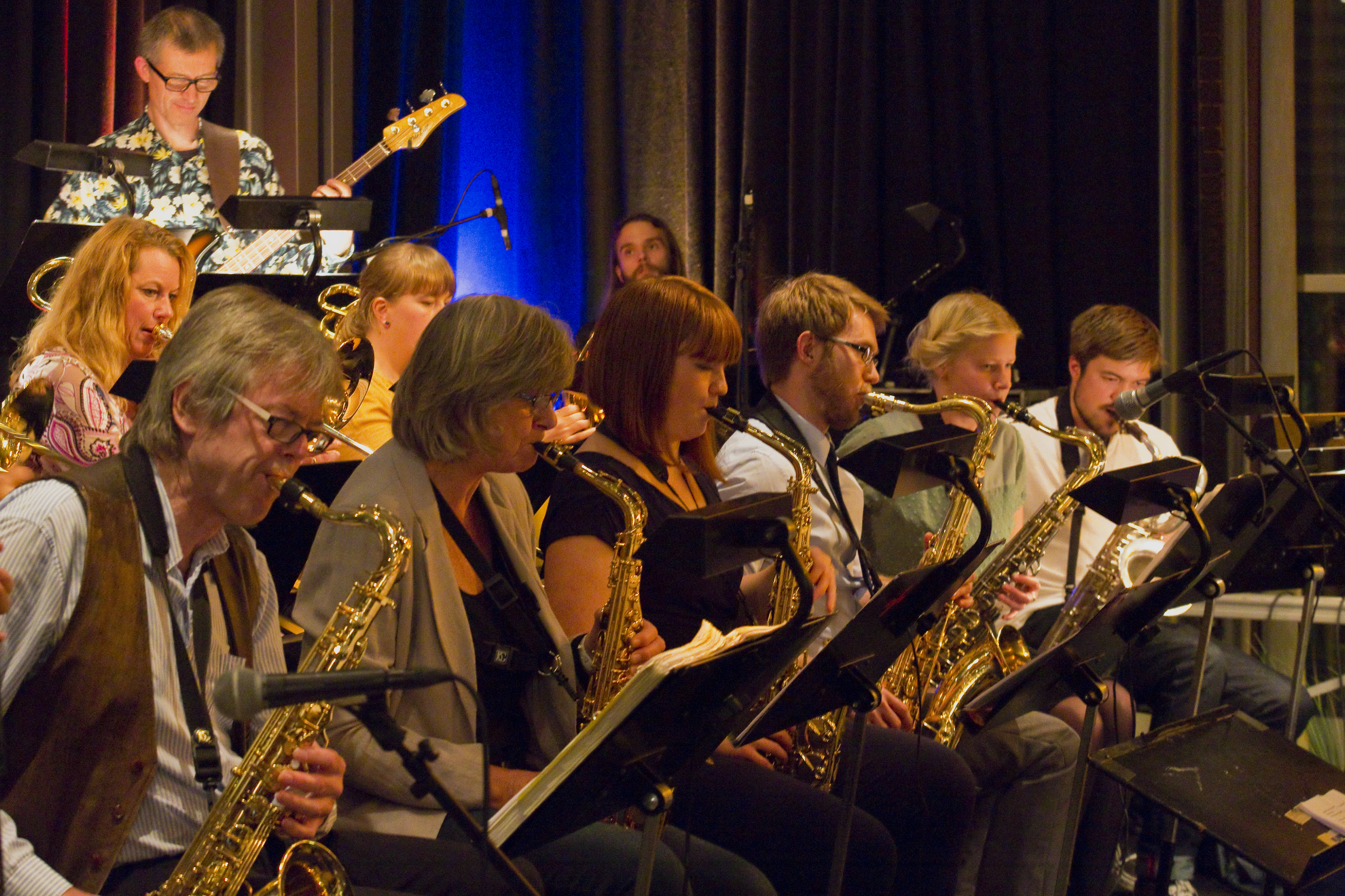 HiOA Storband vartet opp med balkanmusikk og skeive taktarter på Romerike Storbandfestival 2014. Foto: Hallvor Gudim