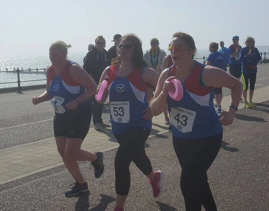 Nearly there ladies.... you picked a hot day for your first race!
