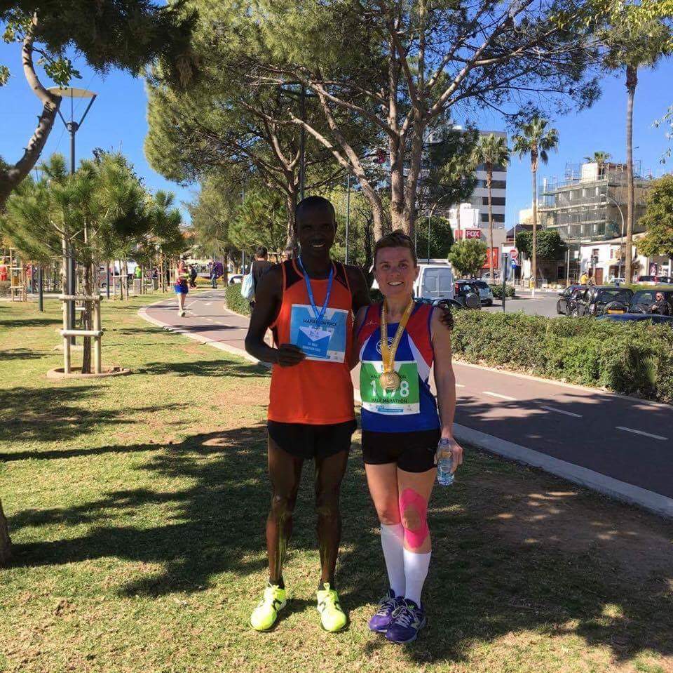 Most people go to Cyprus for a holiday.....but not Jane! Here she is spotted with the marathon race winner. Fantastic!