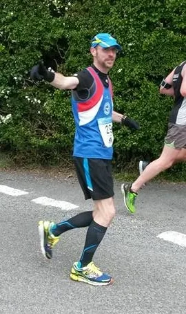 Simon at the half way point of his 26.2 miles.