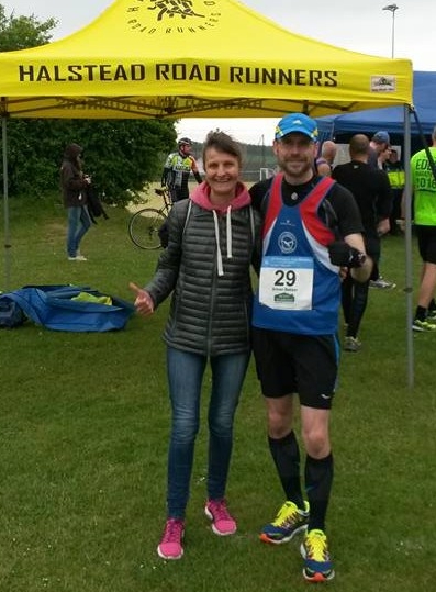 Supporting team mate Vicky with Simon, pre race.