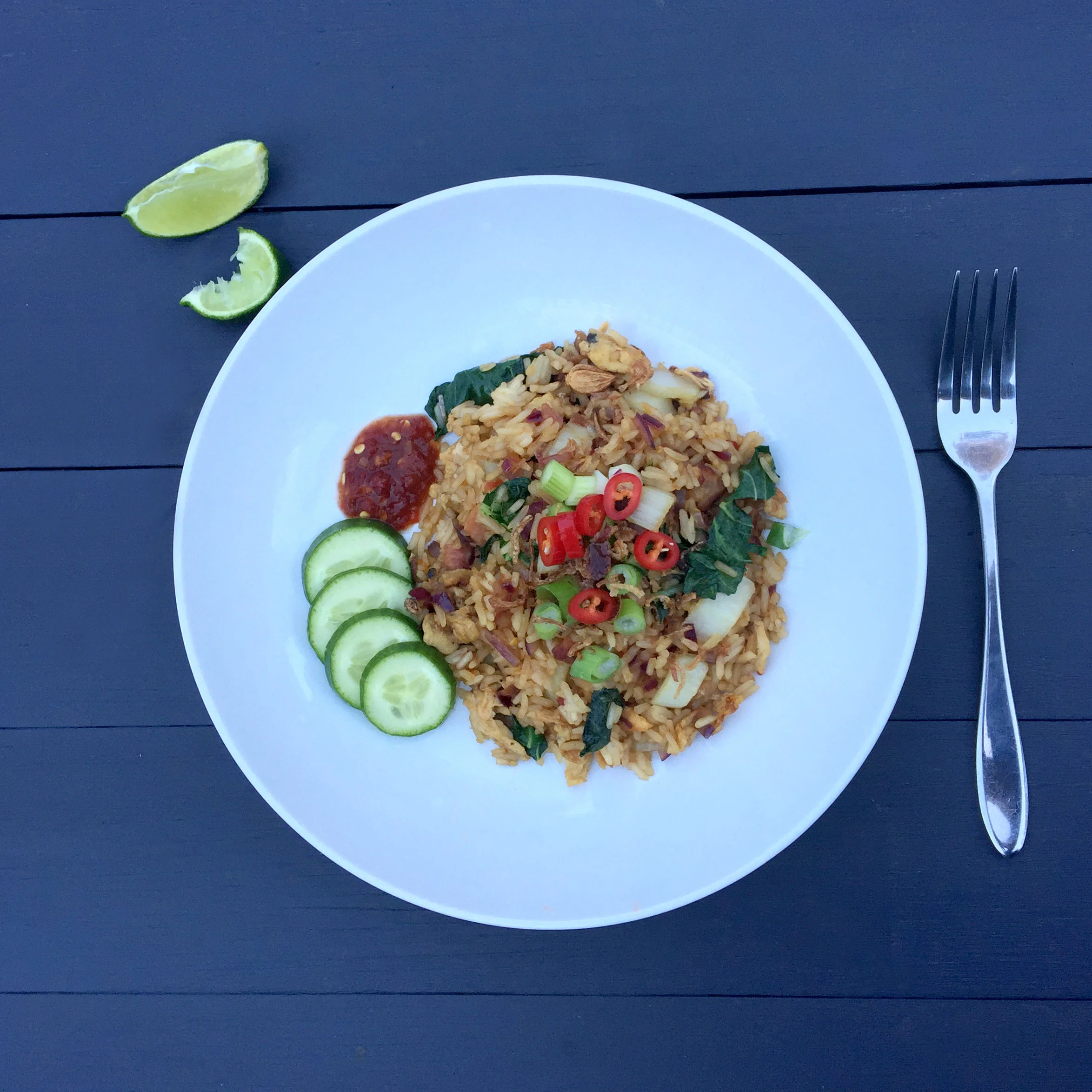 Nasi Goreng with a squeeze of fresh lime. PHOTO: COPYRIGHT EIGHTEEN THOUSAND ISLANDS 2015
