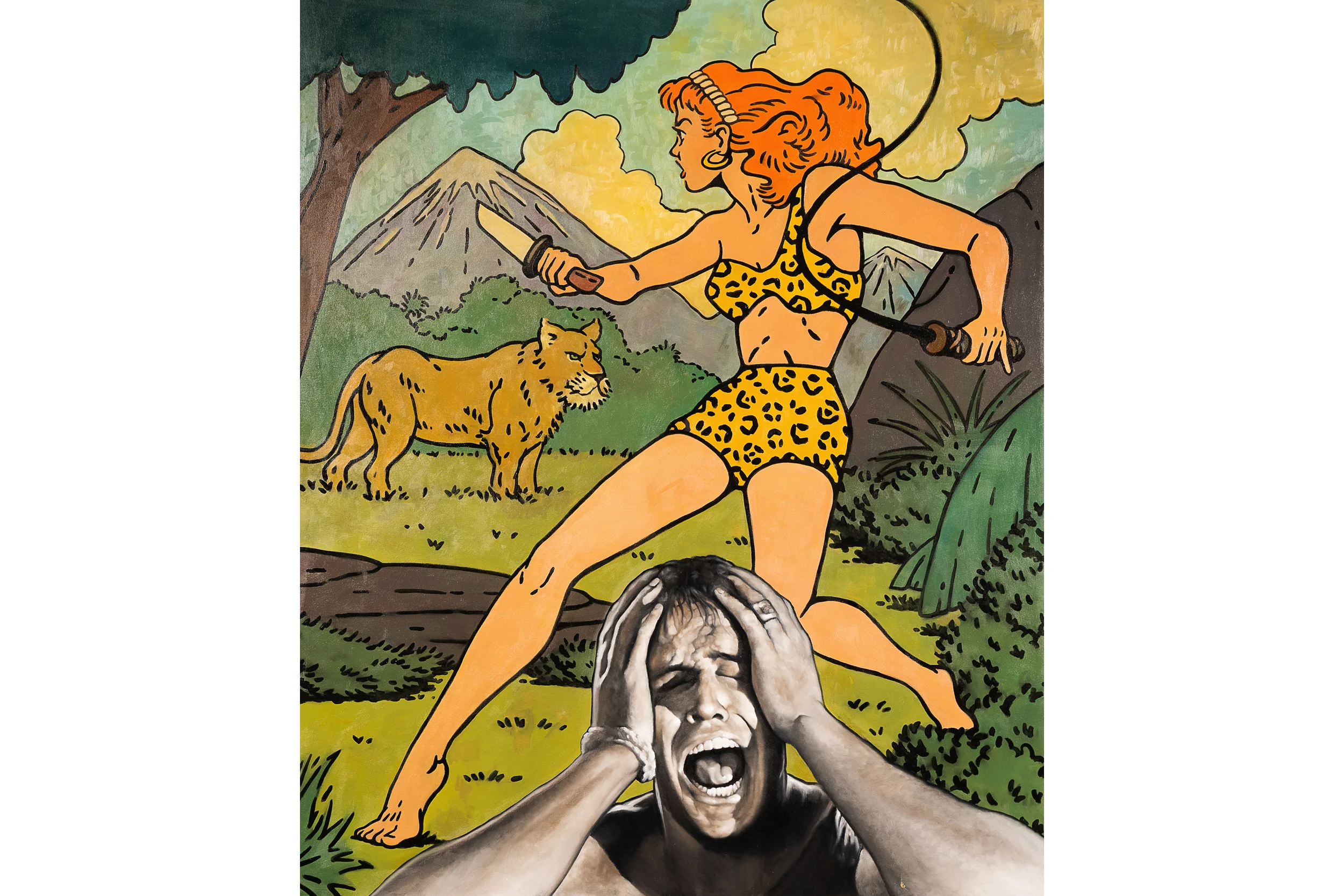 Marlon and the Jungle Cat / oil on canvas / 72 x 60 inches