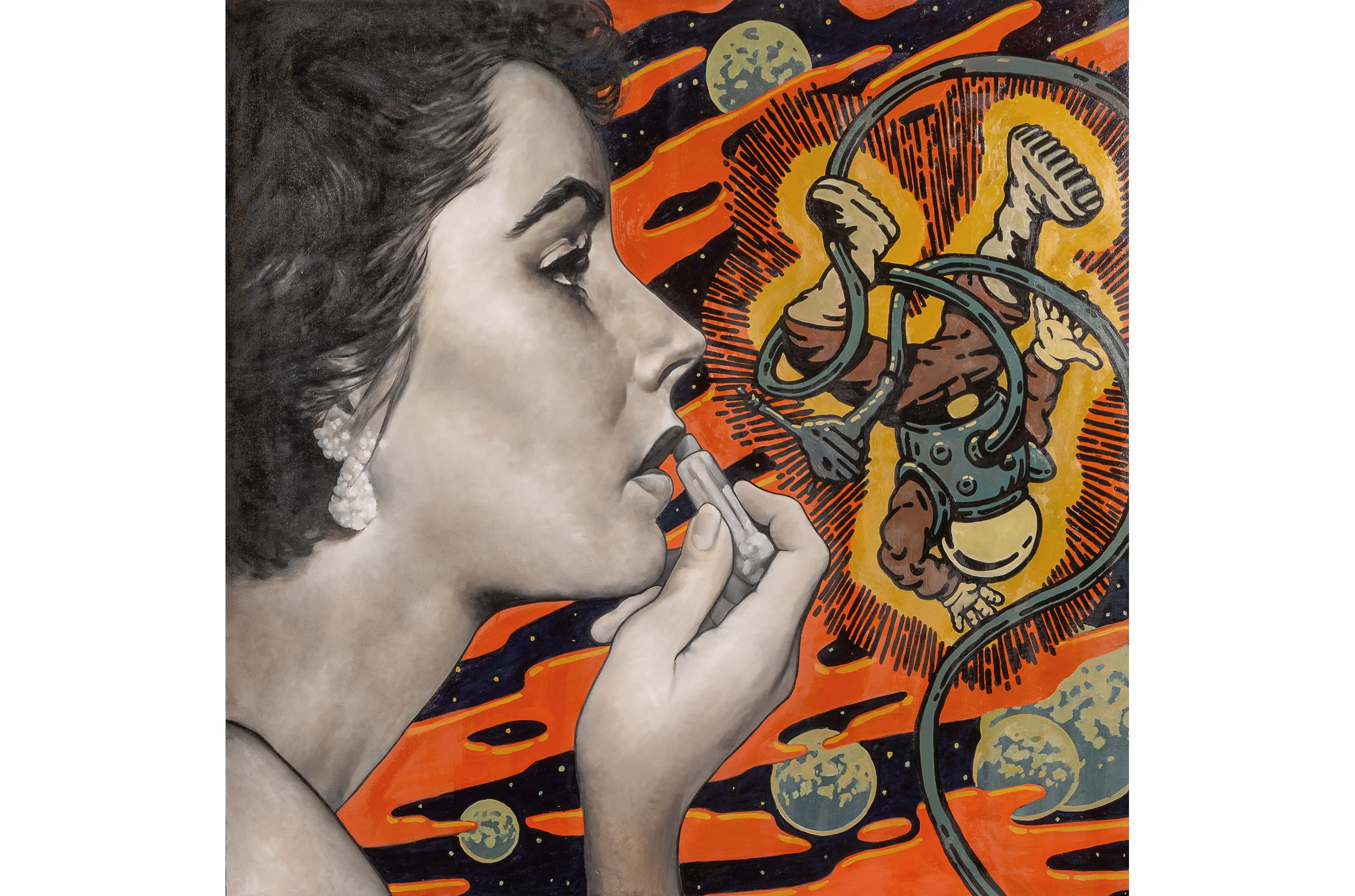 Liz and the Space Man / oil on canvas / 60 x 60 inches