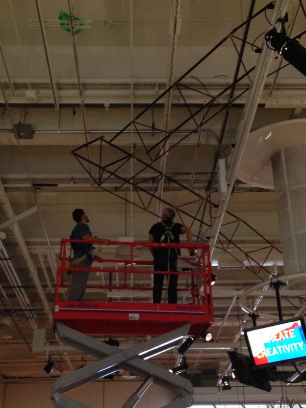 Todd finesses the trusses into their final arrangment (Photo by Alexa Robertson)