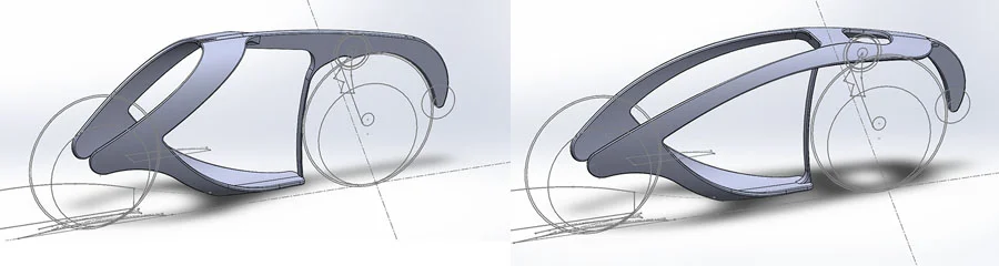 Initial configuration options for bike frame structure.
