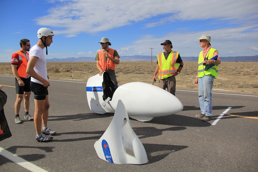 Graeme Obree prepares for a qualifying run in Vortex.