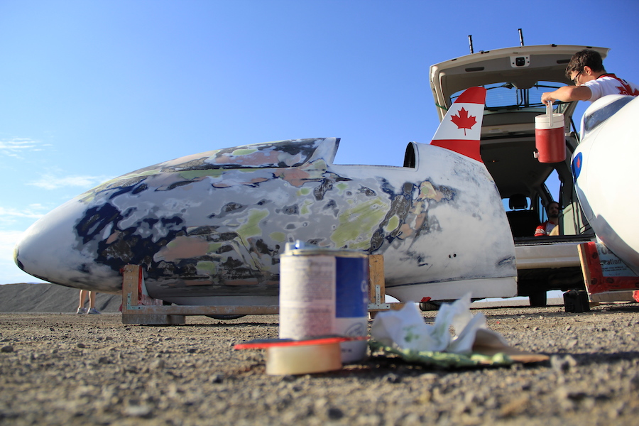 Last minute Bondo (body filler) work on Bluenose Saturday morning.