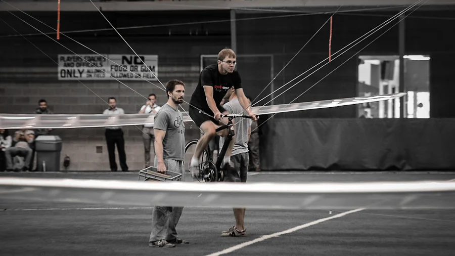 Calvin holding on during his 57 second record attempt with the longer drive lines.
