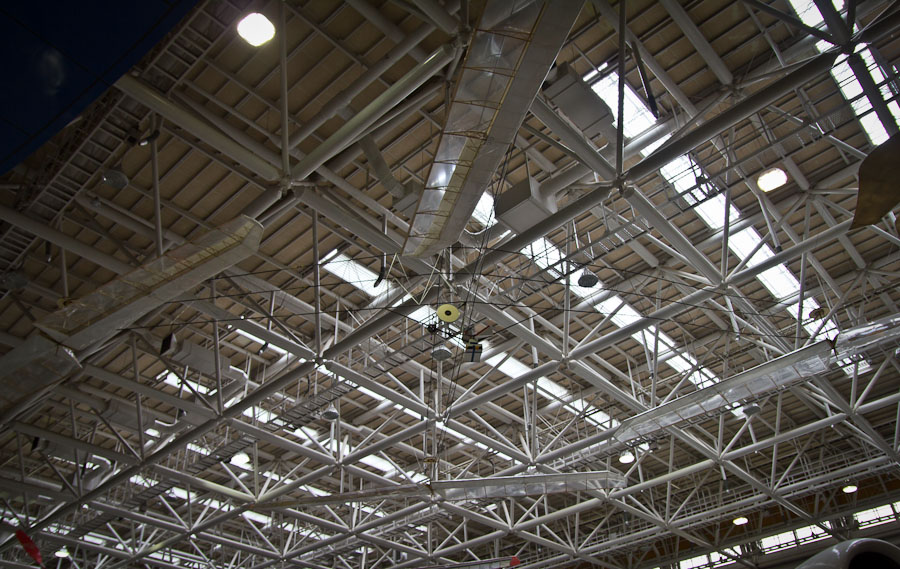 The Yuri I camouflaged amongst the truss-work of the ceiling.