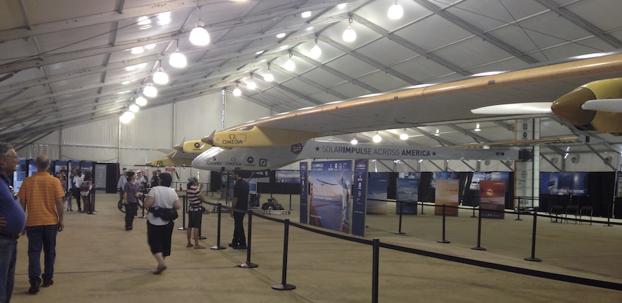 Solar Impulse on display at the Smithsonian”s Udvar-Hazy Centre outside Washington, D.C.