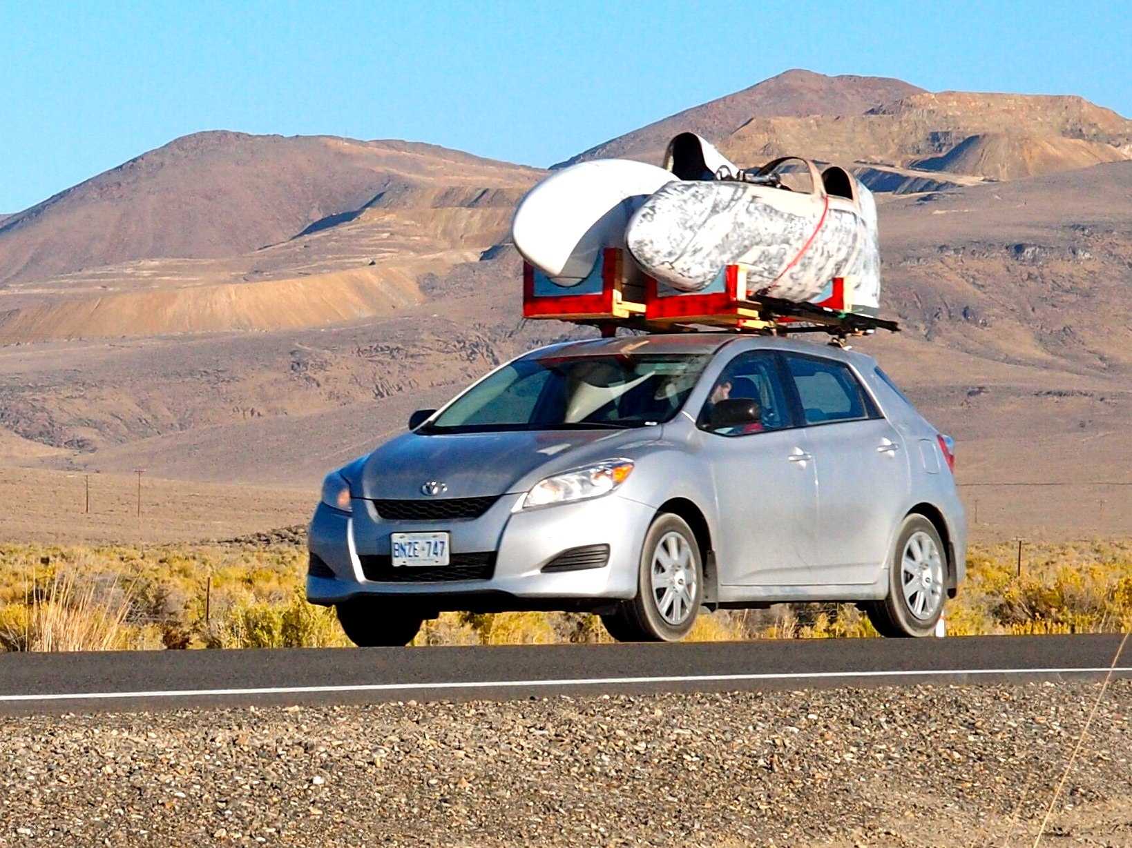 Vortex and Bluenose in transport on the team car at Battle Mountain (Photo Credit Jun Nogami)