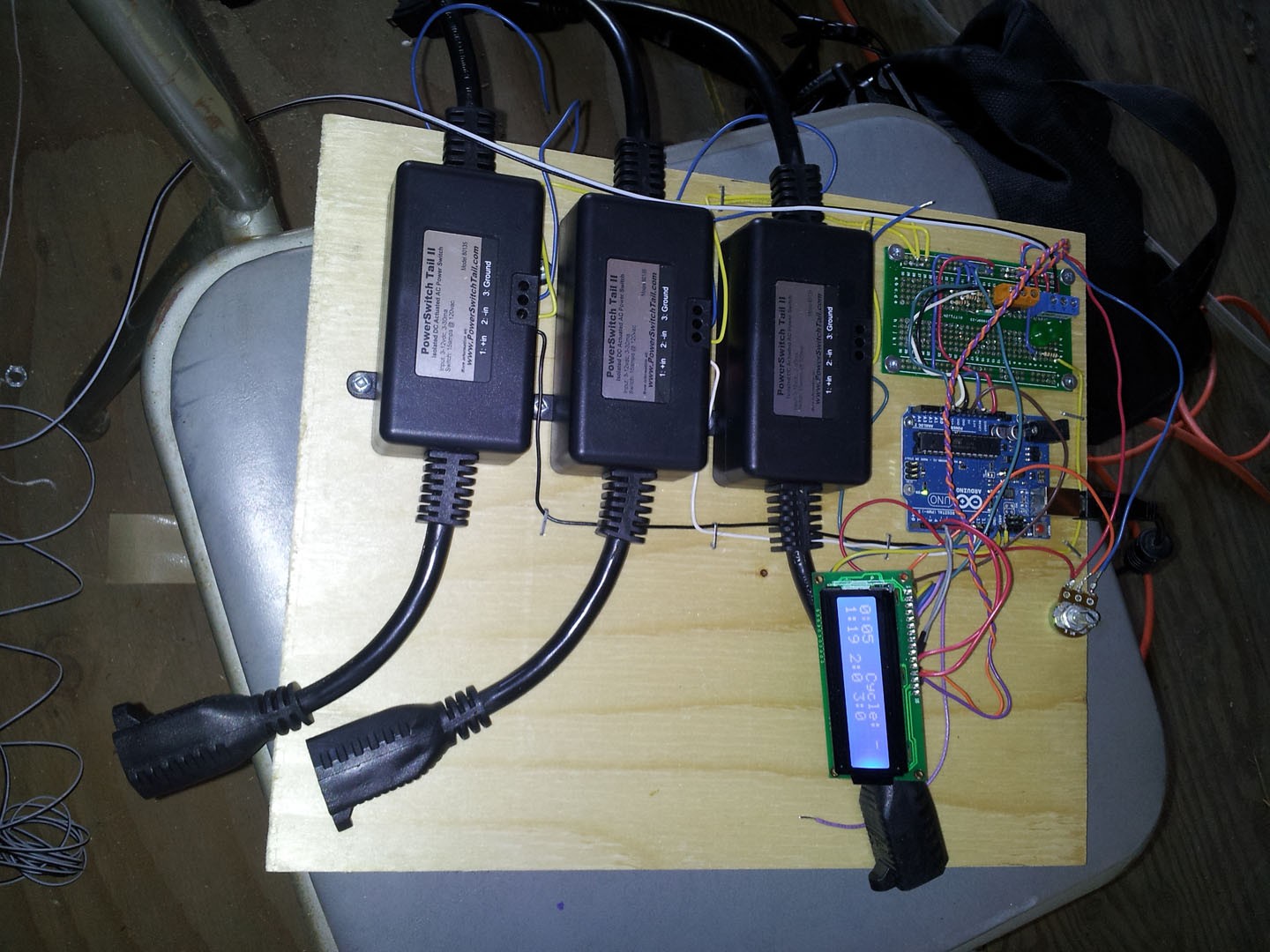 The oven element control system with temperature regulators and three relays. Can be set for a programmable cure profile for the composite spar sections.