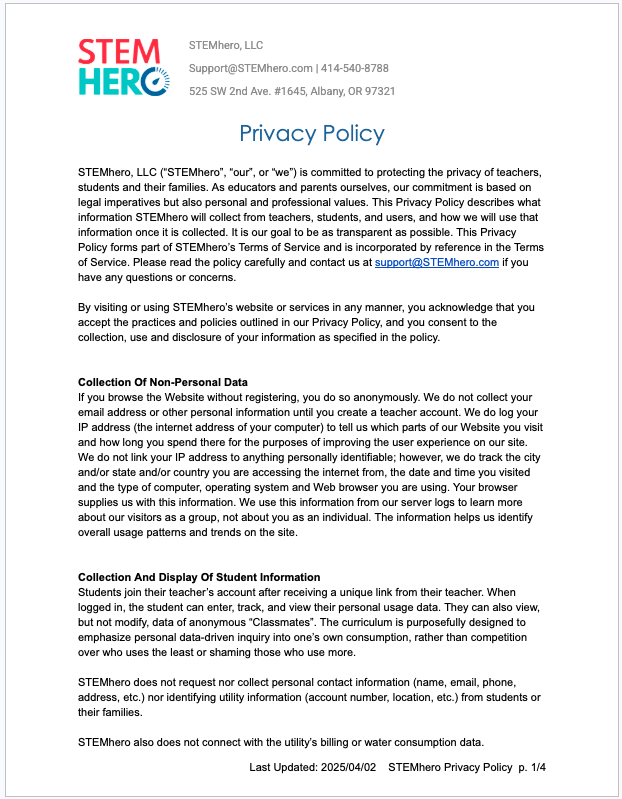 Never collect student data