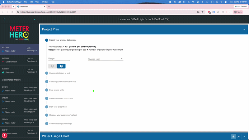 A gif showing how to use the Project Plan in MeterHero