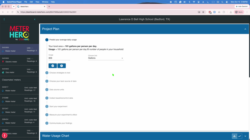 Gif of how to enter data on the meterhero dashboard