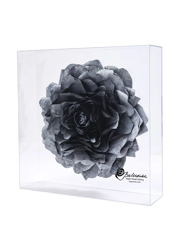 Lucite-enclosed hand painted peony