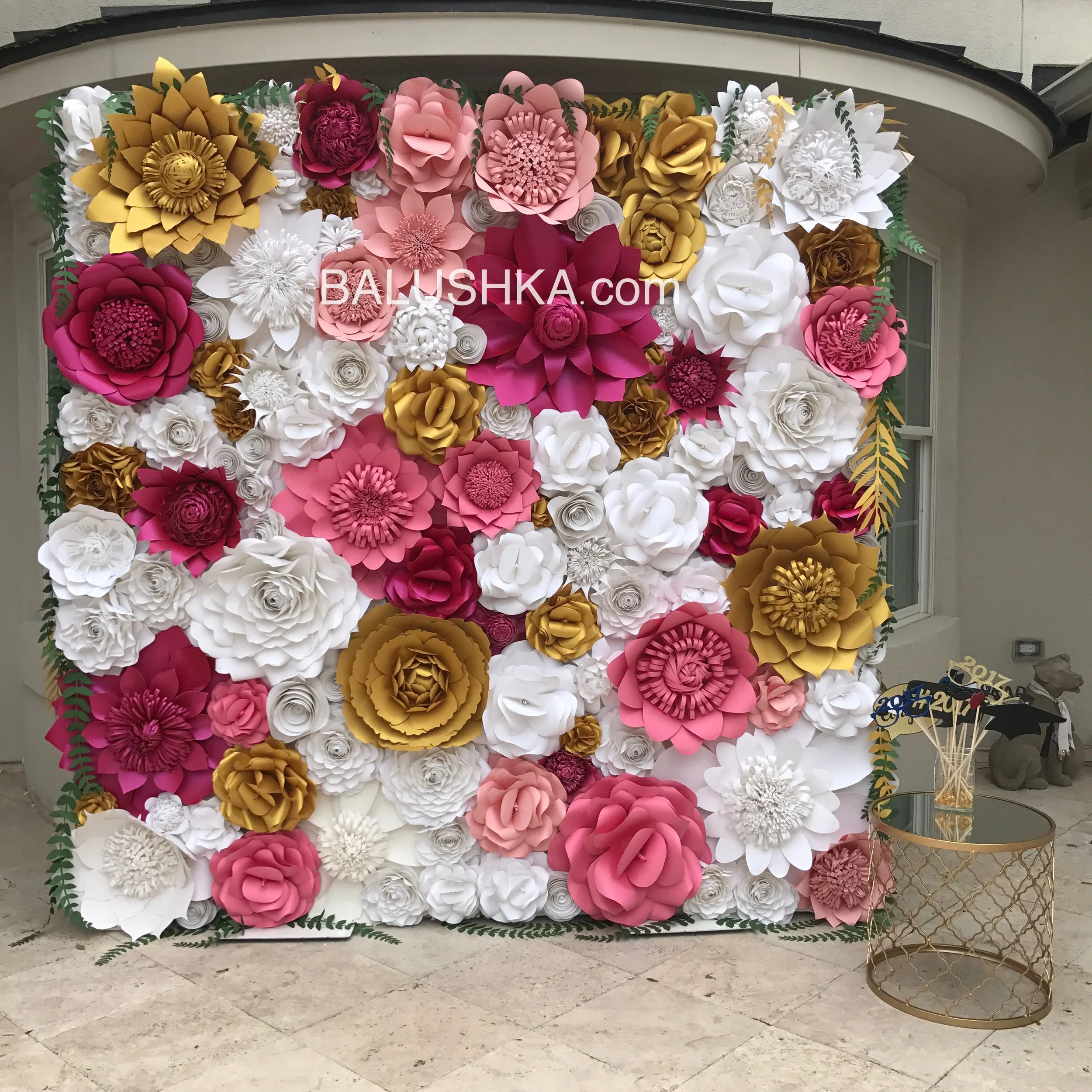 8FT BY 8FT PINK/GOLD/WHITE WALL $1800