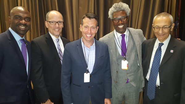 Left to right: Mike Blake, Tom Perez, David Plouffe, Cornell Belcher, John Podest