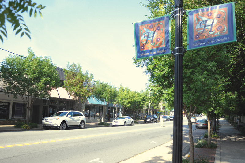 The Heights' strip of restaurants and shops