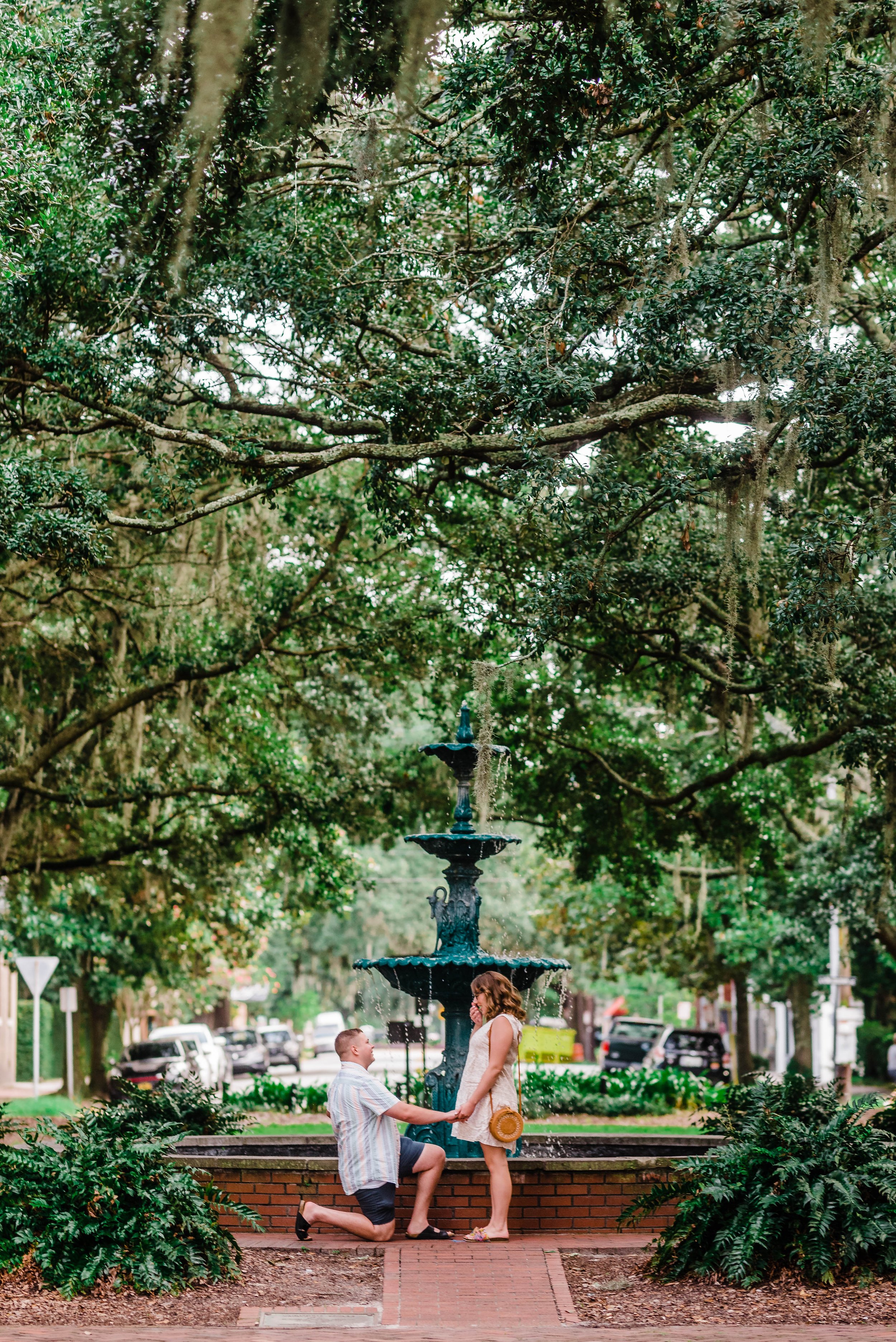 Tyler &amp; Mattie // Savannah, Georgia Surprise Proposal Photographer // LaFayette Square, Savannah, Georgia