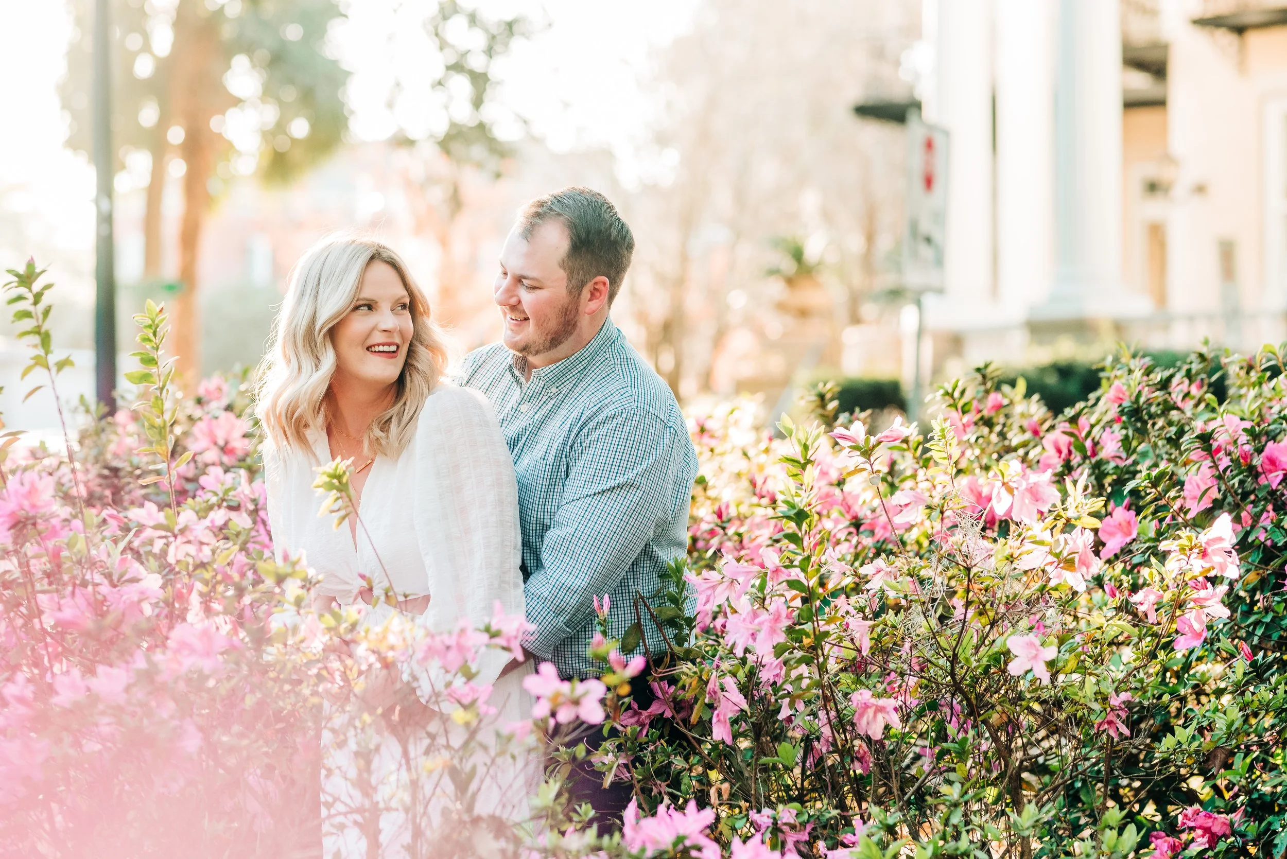 Brittany &amp; Justin // Savannah, Georgia Engagement Photography // East Jones Street and Forsyth Park, Savannah, Georgia