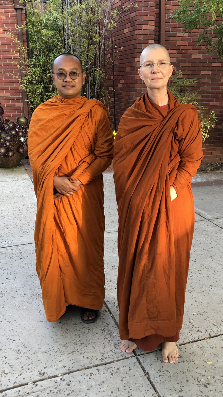Ajahn Khamjan and Samaneri Dhammadipa, during the latter’s visit to Santa Barbara from Aloka Vihara Forest Monastery in Northern California.