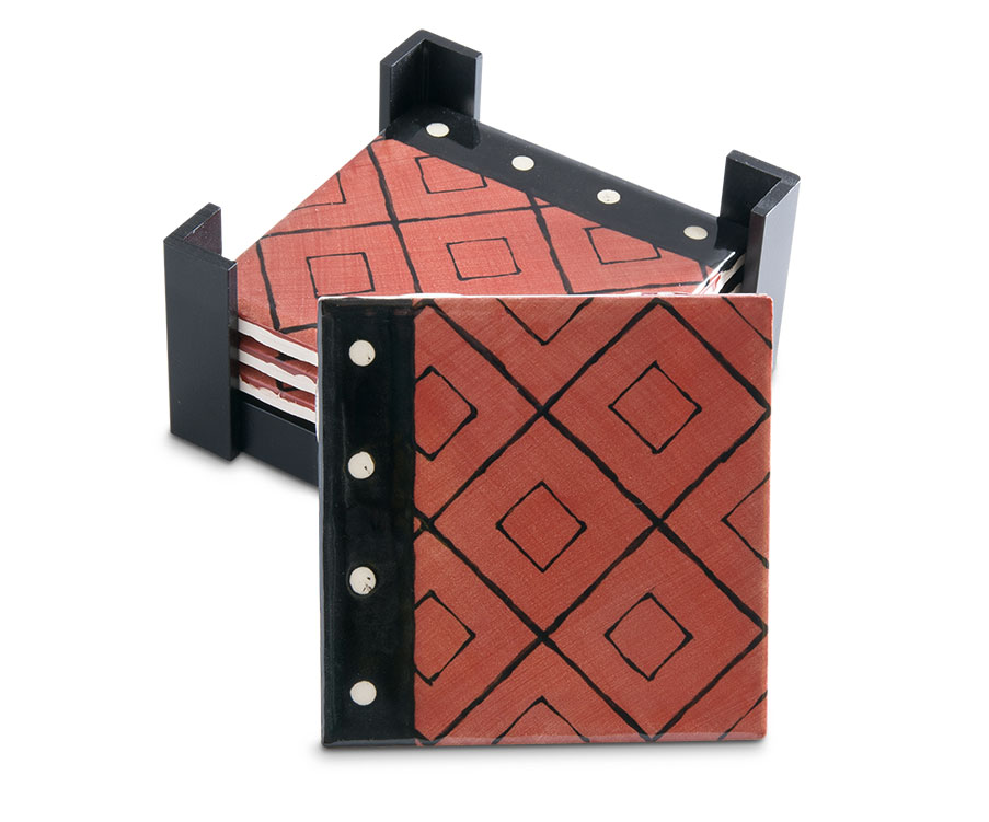 Tile Coaster Set (Rust Mudcloth)