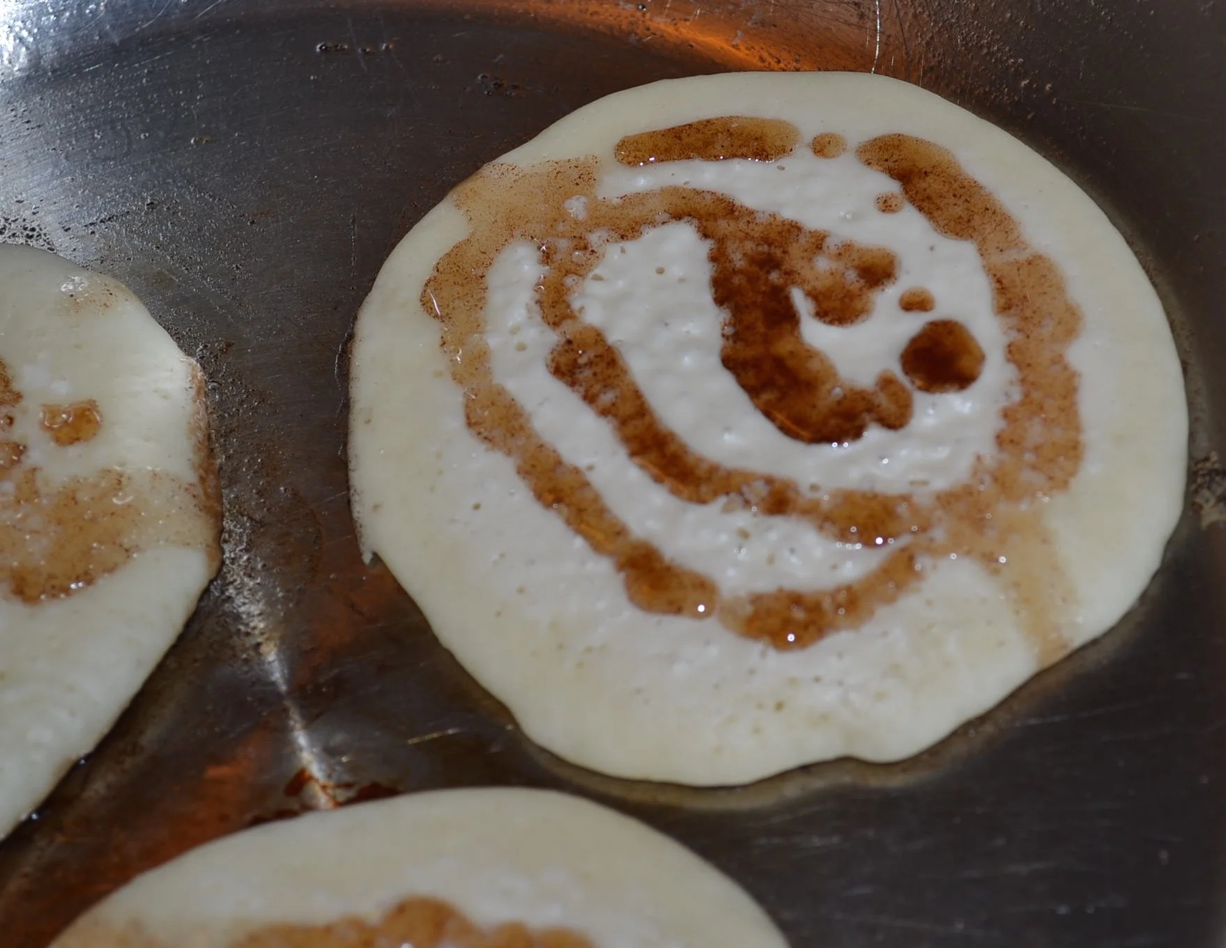 Cinnamon Roll Pancakes First Time, they look so innocent here. Photo Credit: Michelle Somers