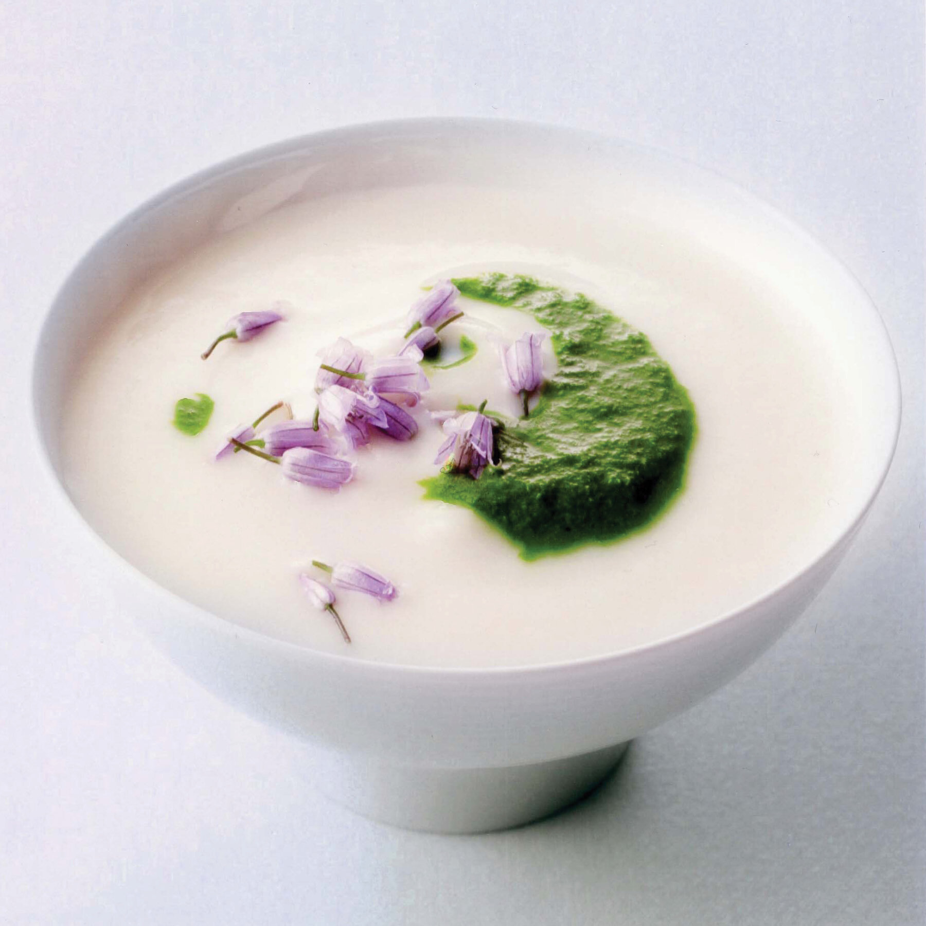 Cauliflower Vichyssoise with Chive Flowers