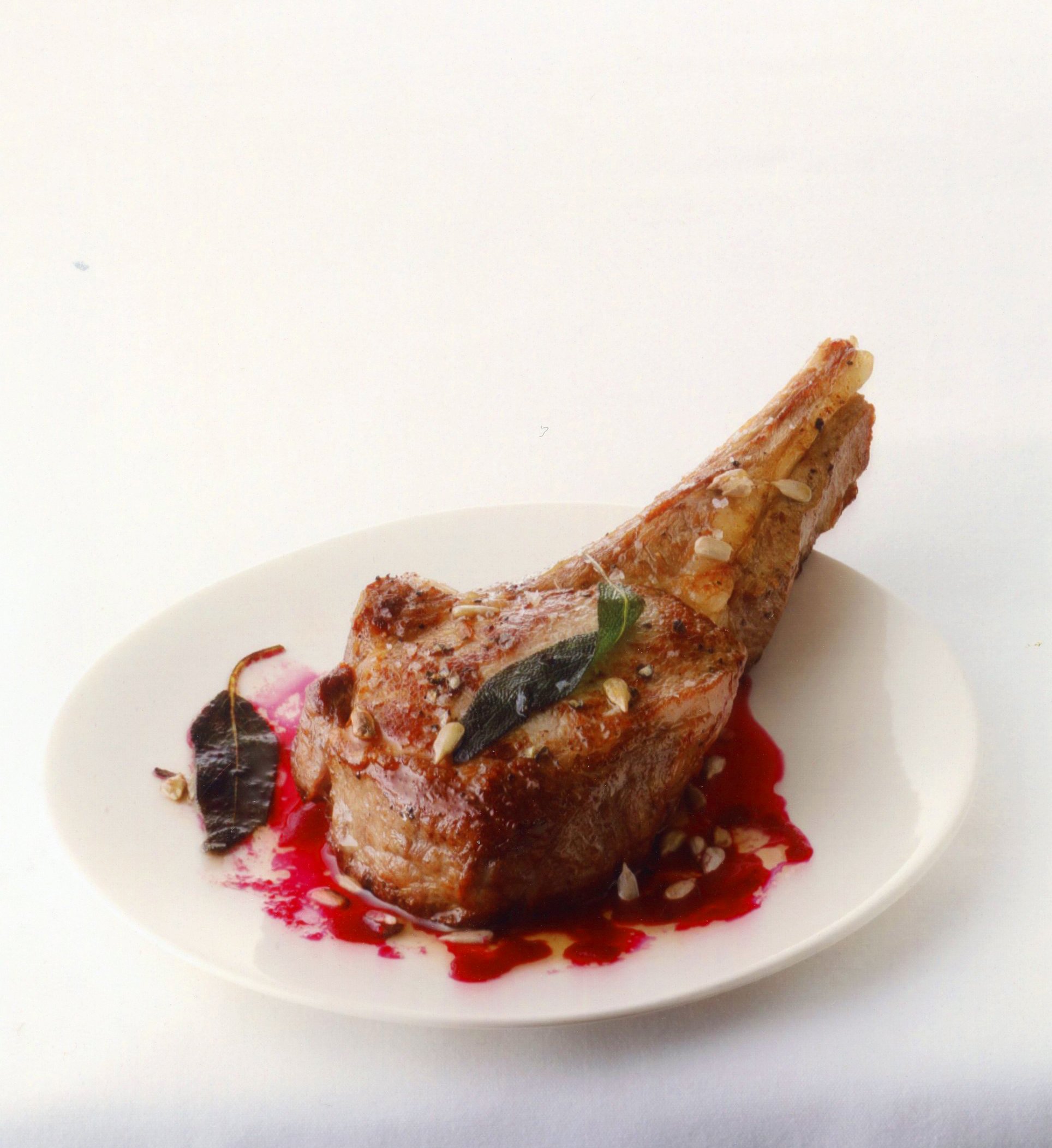 Veal Chops with Sage Butter, Sunflower Seeds &amp; Beet Drizzle 
