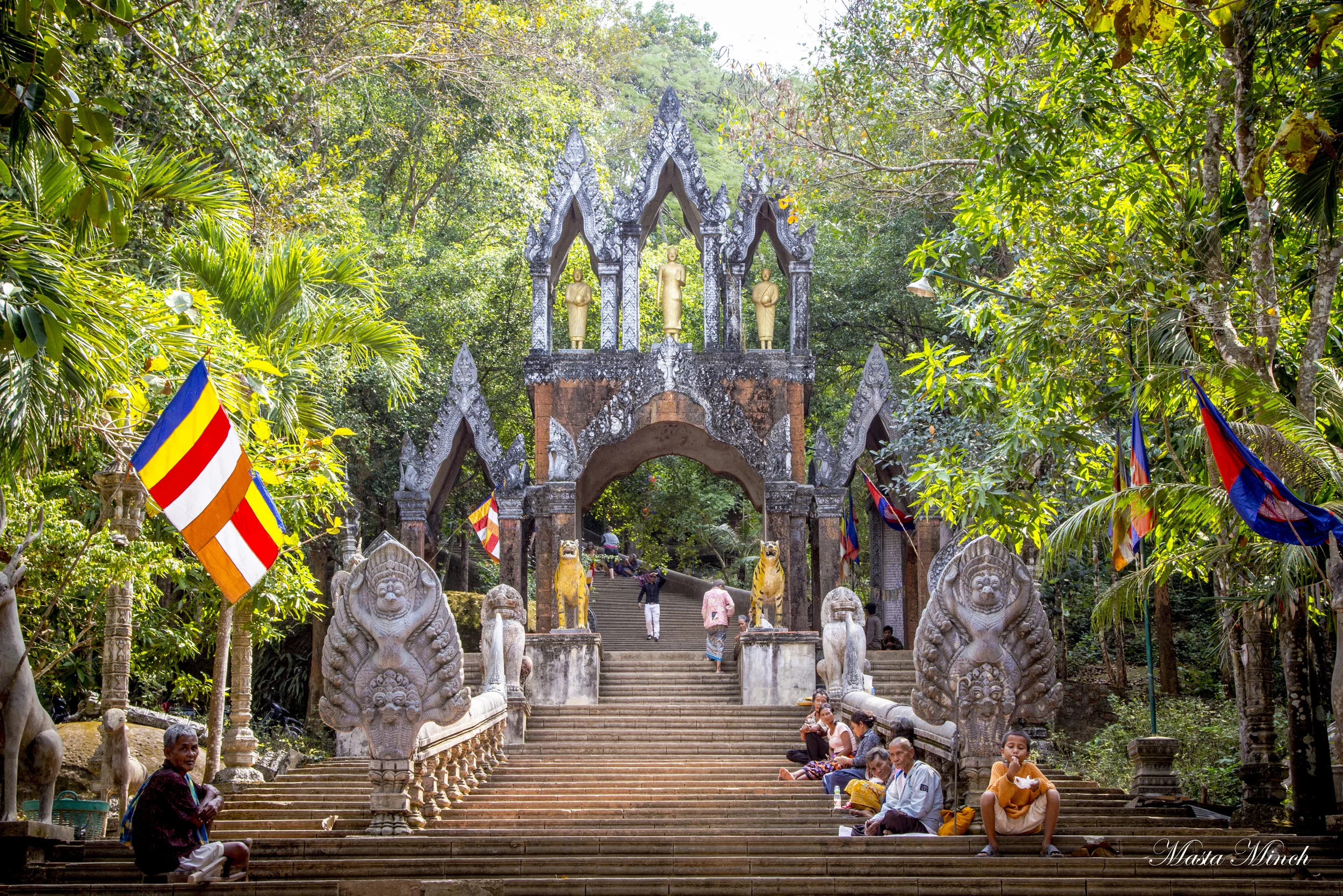 The staircase to Preah Ang Thom that's lined with beggars the whole way up