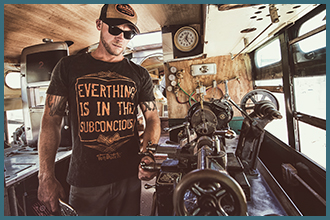 Shot inside the Von Dutch bus.