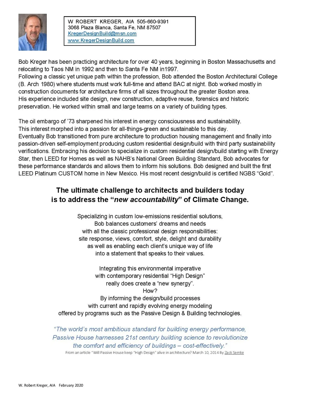 About — W. Robert Kreger, AIA