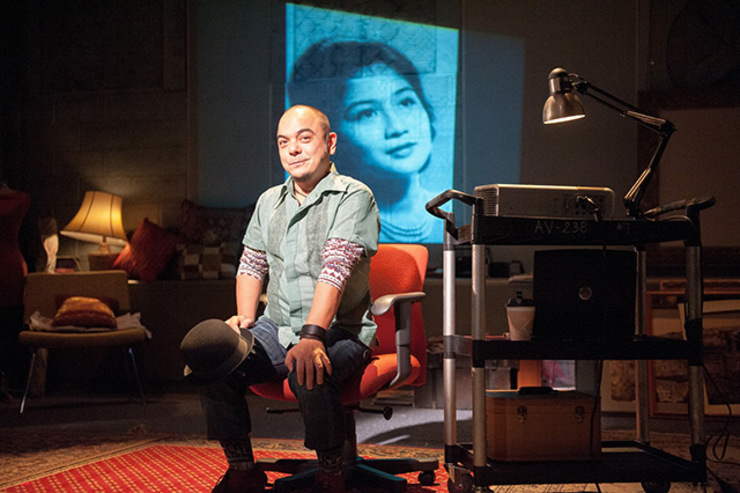 During a performance in New York City. Photo by Ma-Yi Theater Company.