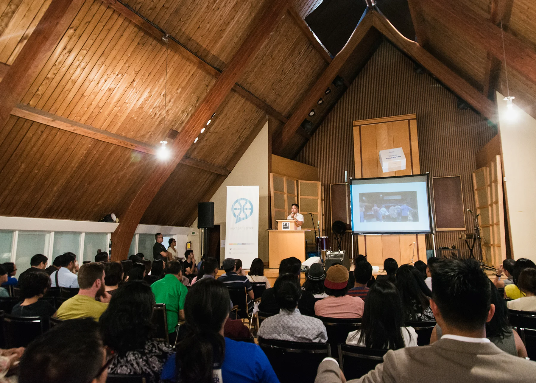 Aguillon, founder of HATAW, speaking about his journey from Alberta to Toronto. Photo by Bo Fajardo