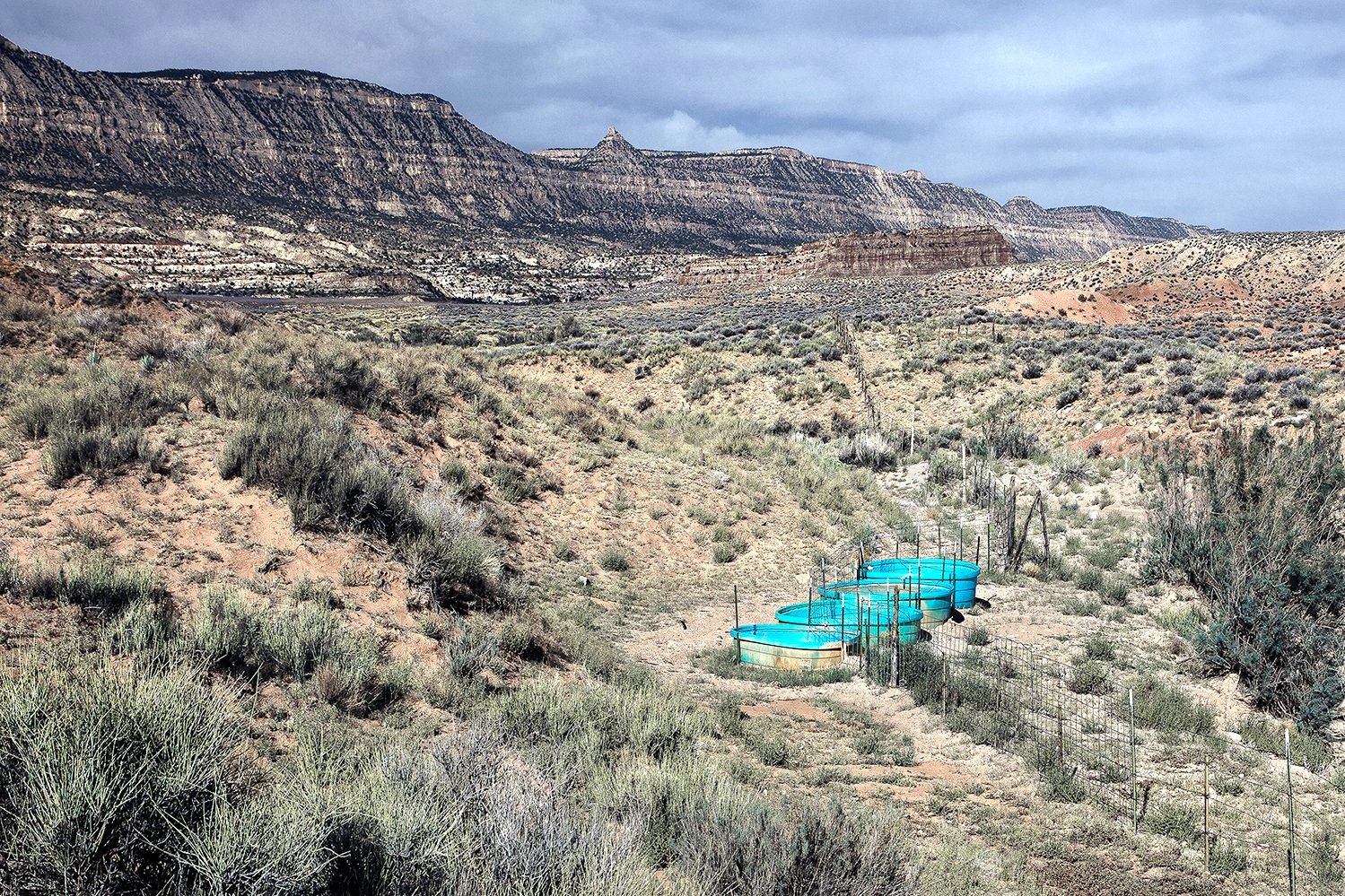 37. 7510 N  -111.5660 W   Empty Plastic Water Troughs, Big Hollow Spring, Colorado Plateau, UT