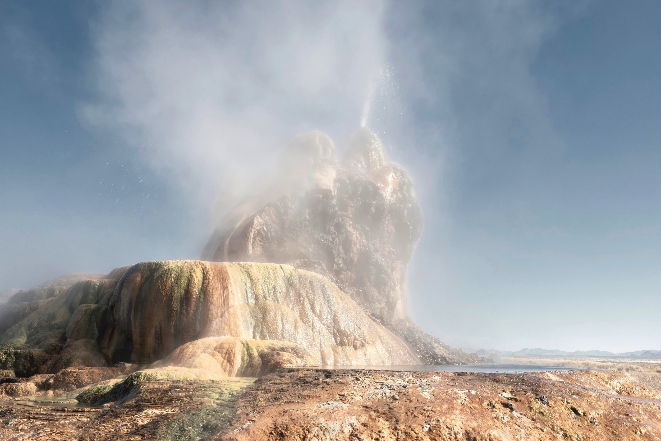 40.5134 N  -119.1955 W   Man-made Fly Geyser, Black Rock Desert, Nevada, U.S.