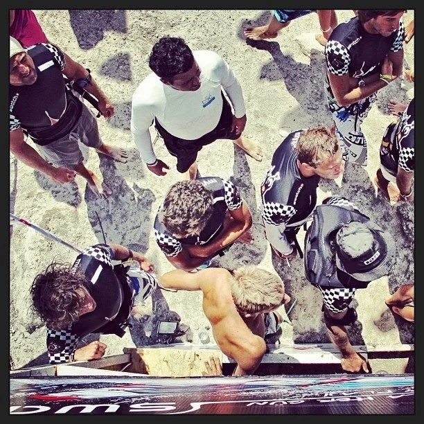 Competitors checking the elemination board