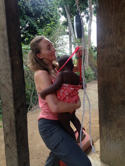 Hayley helps with health monitoring on a trip with one of our monitrices.