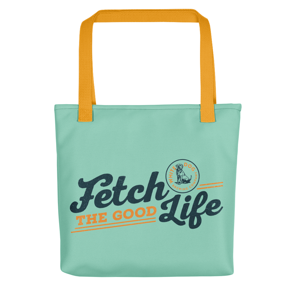 "Fetch The Good Life" 15" x 15" Sea Green Tote