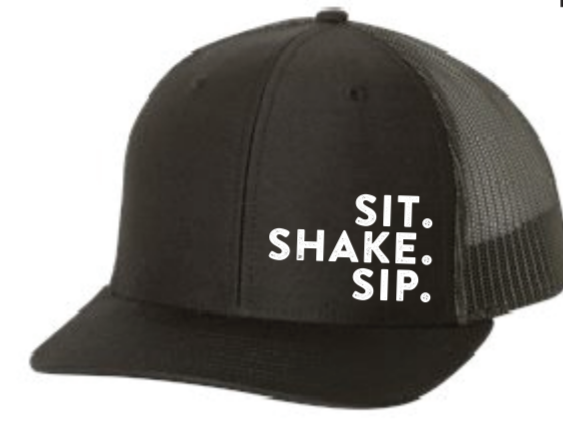 Sit, Shake, Sip Trucker Hat, Black