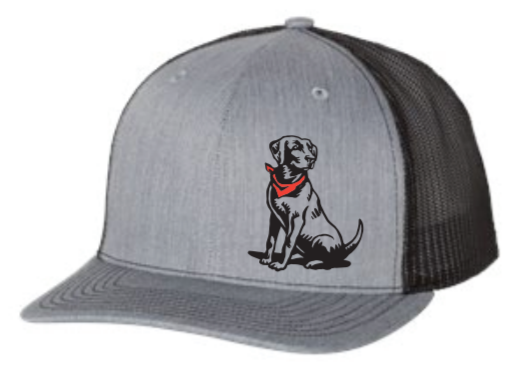 White Dog Trucker Hat, Gray/Black