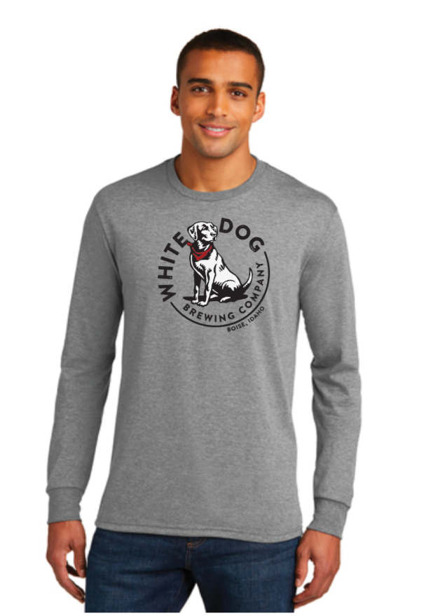 "White Dog" Perfect Tri Longsleeve Tee, Gray