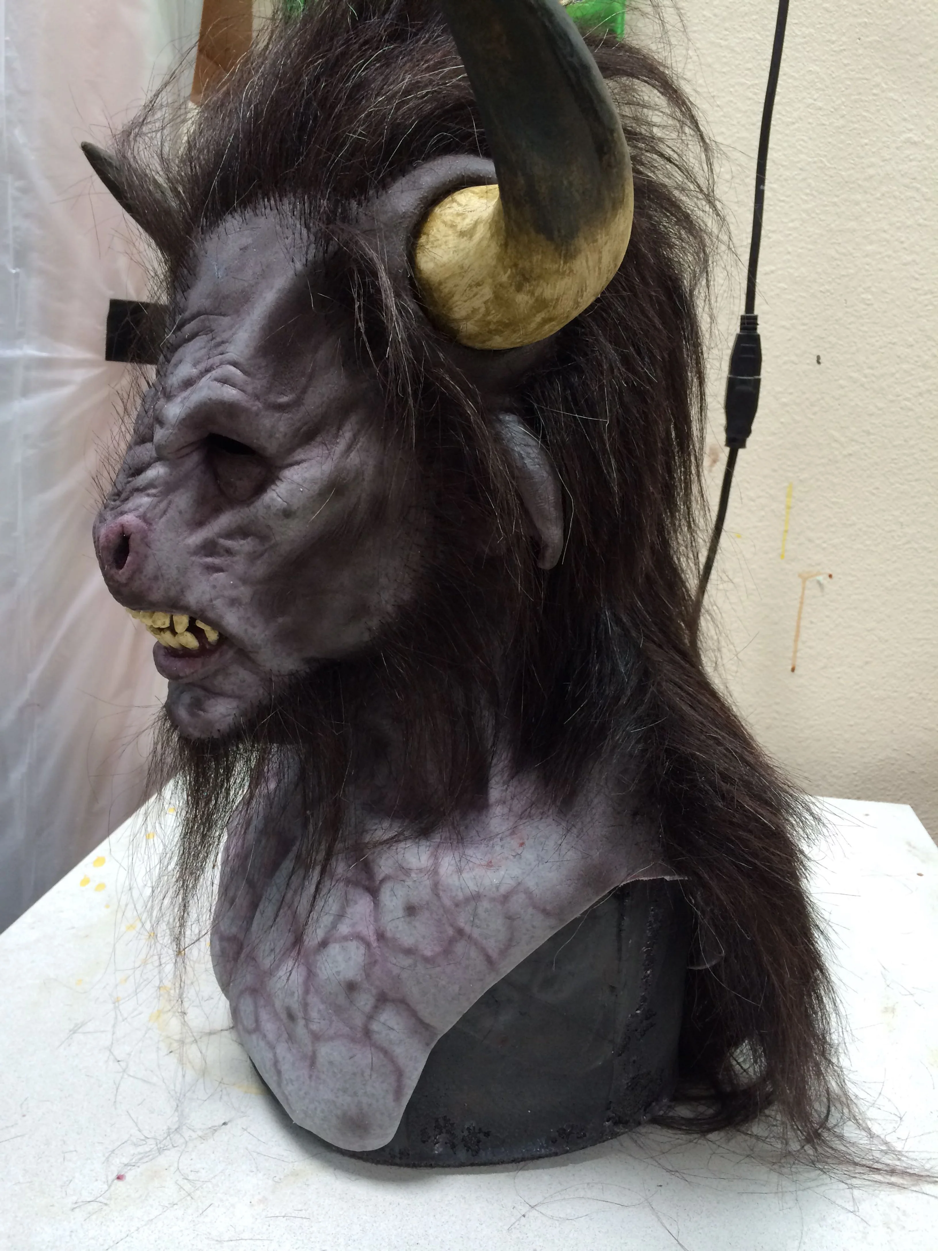"Minotaur" mask by Immortal Masks. Sculpture by Andrew Freeman, hair work by Michelle Freeman.