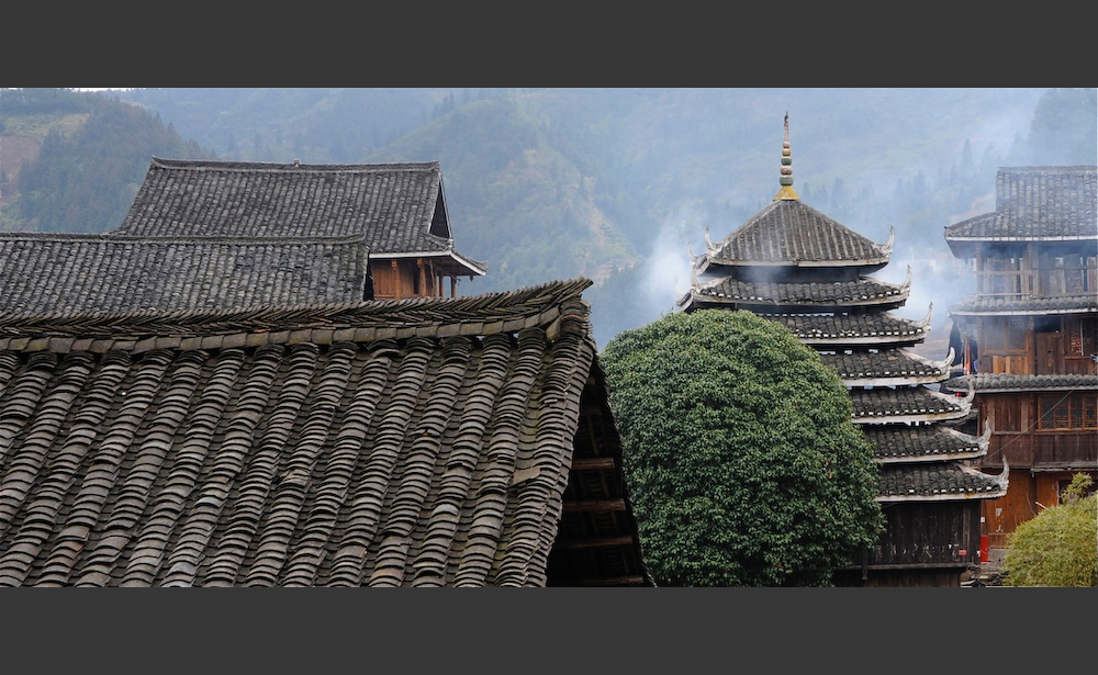 Rooftops in Sanjiang Village, Guangxi, China