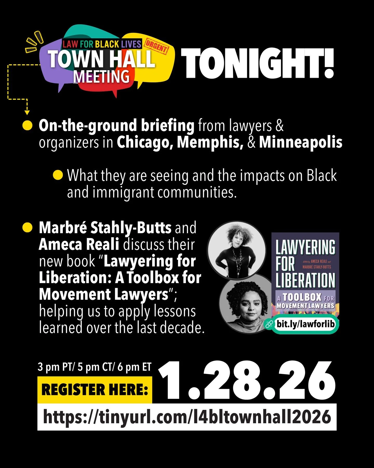 JOIN US TONIGHT for L4BL&rsquo;s Movement Repression Briefing!⁠
⁠
Don't miss:⁠
⁠
- On-the-ground briefing from lawyers &amp; organizers in Chicago, Memphis, &amp; Minneapolis on what they are seeing with the National Guard, local police, and I.C.E. &