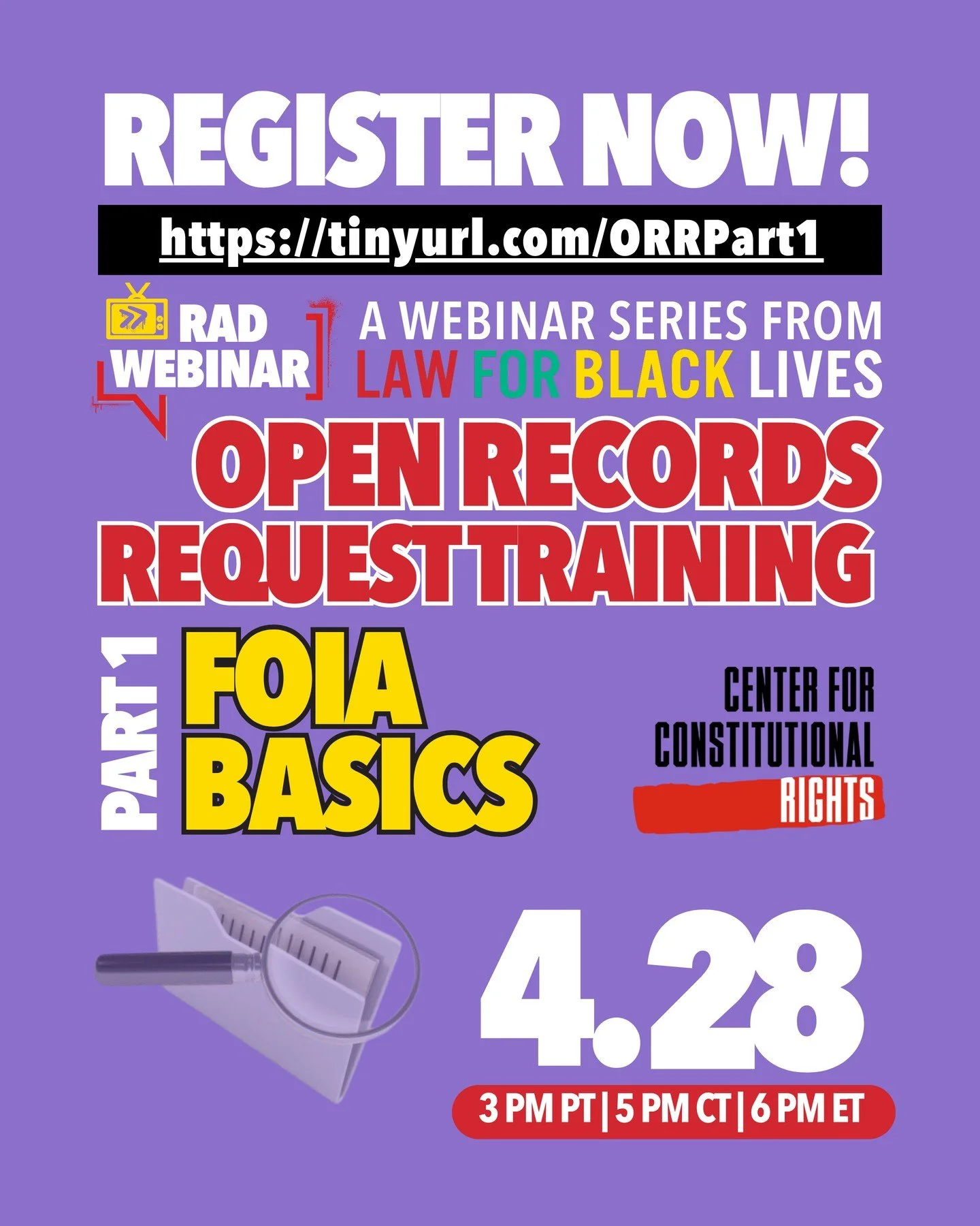 OPEN RECORDS REQUEST TRAINING⁠
Part 1: Open Records Request/FOIA Basics⁠
Date: April 28 | Open to the Full Network⁠
⁠
This workshop is Part 1 of a 2-Part Series on Open Records Request/FOIA for the Movement, in partnership with the Center for Constit